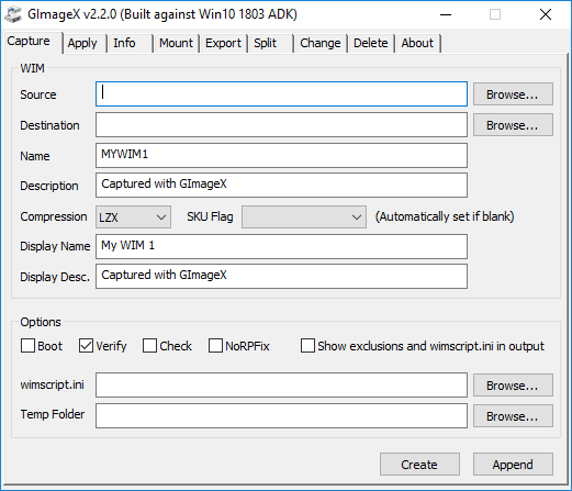 GImageX v2.2.0 Released for Windows 10