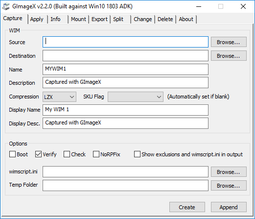 GImageX – GUI for Windows Imaging