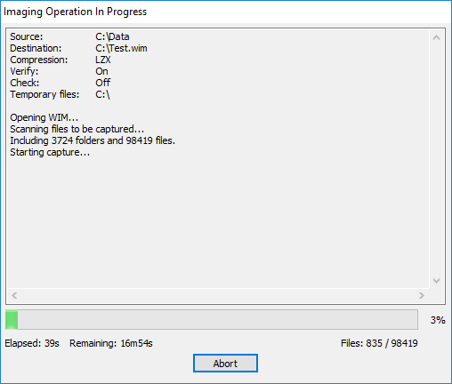 GImageX Capture Progress