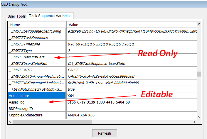 OSD Background Task Sequence Variables